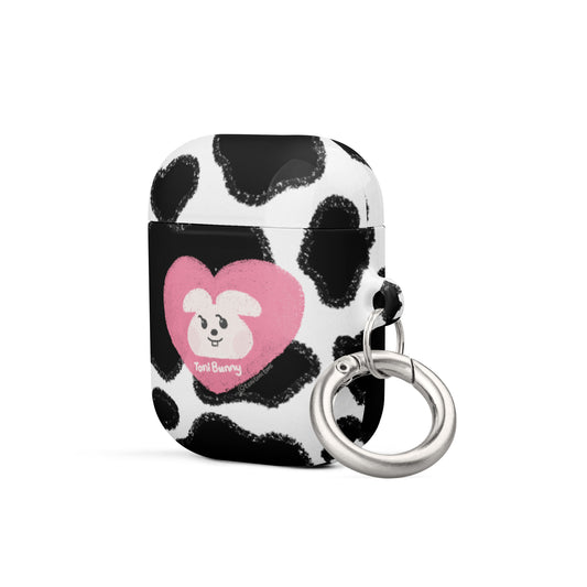 Pink Heart Cow Print AirPods Case