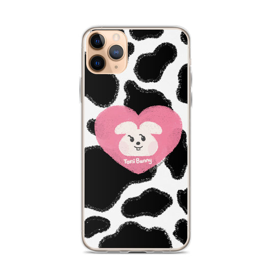 Pink Heart Cow Print iPhone Clear Case