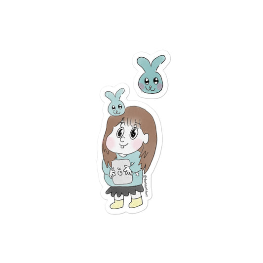 Blue Bunny Bubble-Free Stickers